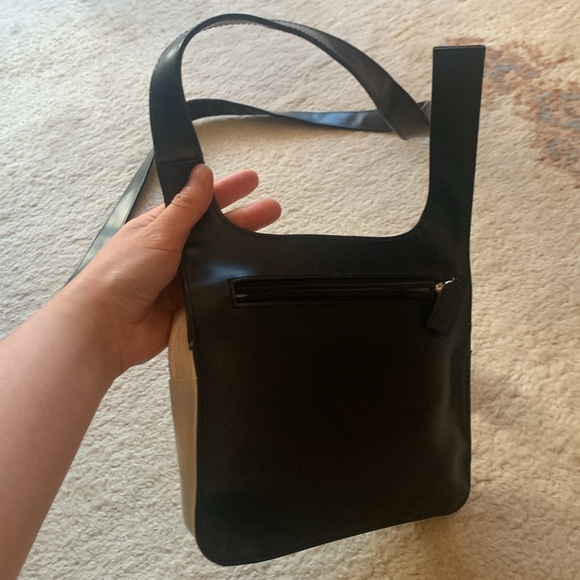 Vintage 90s Designer Marbella Cotton Shoulder Bag Leather Adjustable Strap - Picture 9 of 17